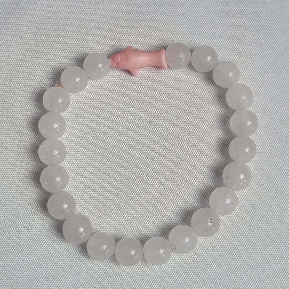 Fahlo Quest Quartz Beaded Stretch Bracelet Pink Shark Charm